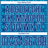 Custom Royal Lakes Blue-White Geometric Shapes Sublimation Soccer Uniform Jersey