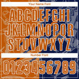 Custom Graffiti Pattern Texas Orange-Navy Scratch Sublimation Soccer Uniform Jersey