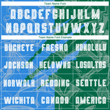 Custom Graffiti Pattern Powder Blue-Kelly Green Scratch Sublimation Soccer Uniform Jersey