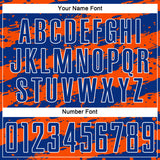 Custom Royal Orange-White Splash Sublimation Soccer Uniform Jersey