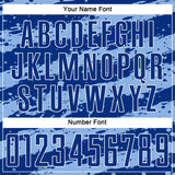 Custom Royal Light Blue-White Splash Sublimation Soccer Uniform Jersey