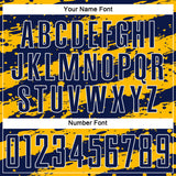 Custom Navy Gold-White Splash Sublimation Soccer Uniform Jersey