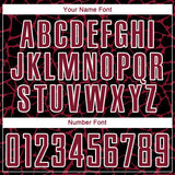 Custom Black Crimson-White Abstract Network Splash Sublimation Soccer Uniform Jersey