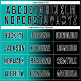 Custom Black Aqua-White Gradient Line Sublimation Soccer Uniform Jersey