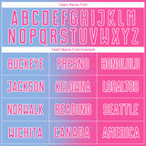 Custom Light Blue Pink-White Gradient Line Sublimation Soccer Uniform Jersey