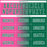 Custom Kelly Green Pink-White Gradient Line Sublimation Soccer Uniform Jersey