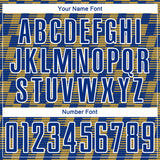 Custom Royal Old Gold-White Line Sublimation Soccer Uniform Jersey