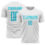 Custom White Lakes Blue Sublimation Soccer Uniform Jersey
