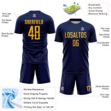 Custom Navy Gold Sublimation Soccer Uniform Jersey