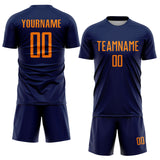 Custom Navy Bay Orange Sublimation Soccer Uniform Jersey