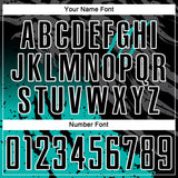 Custom Black Aqua-White Gradient Scratch Splash Sublimation Soccer Uniform Jersey