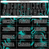 Custom Black Aqua-White Abstract Liquid Sublimation Soccer Uniform Jersey