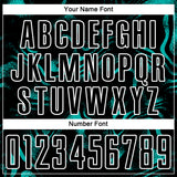 Custom Black Aqua-White Abstract Liquid Sublimation Soccer Uniform Jersey