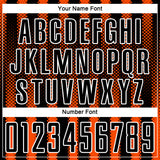 Custom Black Orange-White Geometric Shape Sublimation Soccer Uniform Jersey