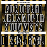 Custom Black Old Gold-White Geometric Shape Sublimation Soccer Uniform Jersey