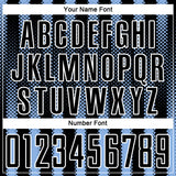 Custom Black Light Blue-White Geometric Shape Sublimation Soccer Uniform Jersey
