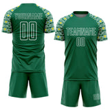 Custom Kelly Green White Geometric Shape Sublimation Soccer Uniform Jersey