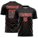 Custom Black Red-White Geometric Shape Sublimation Soccer Uniform Jersey