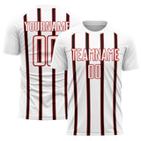 Custom White Black-Red Stripe Line Sublimation Soccer Uniform Jersey