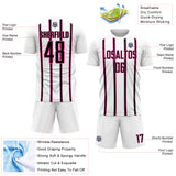 Custom White Black-Pink Stripe Line Sublimation Soccer Uniform Jersey