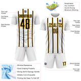 Custom White Black-Gold Stripe Line Sublimation Soccer Uniform Jersey