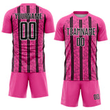 Custom Pink Black-White Stripe Line Sublimation Soccer Uniform Jersey