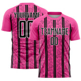 Custom Pink Black-White Stripe Line Sublimation Soccer Uniform Jersey