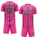 Custom Pink Black-White Stripe Sublimation Soccer Uniform Jersey