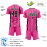 Custom Pink Black-White Stripe Sublimation Soccer Uniform Jersey