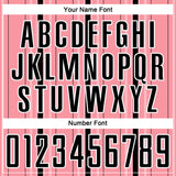 Custom Medium Pink Black-White Stripe Sublimation Soccer Uniform Jersey