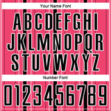 Custom Neon Pink Black-White Stripe Sublimation Soccer Uniform Jersey