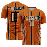Custom Texas Orange Black-White Stripe Sublimation Soccer Uniform Jersey