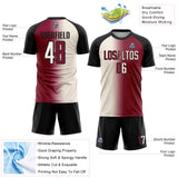 Custom Maroon Cream-Black Sublimation Gradient Fashion Soccer Uniform Jersey