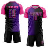 Custom Black Purple-Pink Sublimation Gradient Fashion Soccer Uniform Jersey