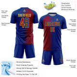 Custom Royal Maroon-Gold Sublimation Gradient Fashion Soccer Uniform Jersey