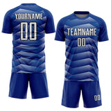 Custom Royal White-Black Stripe Line Sublimation Soccer Uniform Jersey
