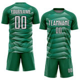 Custom Kelly Green White-Black Stripe Line Sublimation Soccer Uniform Jersey