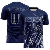 Custom Navy Silver Splash Sublimation Soccer Uniform Jersey
