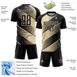Custom Black Cream Line Sublimation Soccer Uniform Jersey