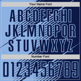 Custom Navy Light Blue Line Sublimation Soccer Uniform Jersey