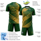 Custom Green Old Gold Line Sublimation Soccer Uniform Jersey