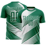 Custom Kelly Green White Line Sublimation Soccer Uniform Jersey