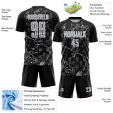 Custom Black Gray-White Lightning Sublimation Soccer Uniform Jersey