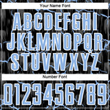 Custom Black Light Blue-White Lightning Sublimation Soccer Uniform Jersey