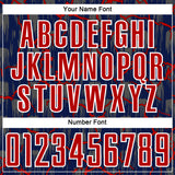 Custom Navy Red-White Lightning Sublimation Soccer Uniform Jersey