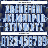 Custom Navy Light Blue-White Lightning Sublimation Soccer Uniform Jersey