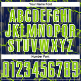 Custom Navy Neon Green-White Lightning Sublimation Soccer Uniform Jersey