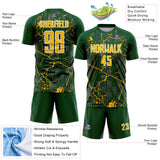 Custom Green Yellow-White Lightning Sublimation Soccer Uniform Jersey