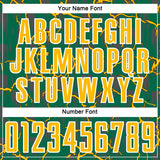 Custom Kelly Green Gold-White Lightning Sublimation Soccer Uniform Jersey