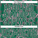 Custom Kelly Green Light Pink Lightning Sublimation Soccer Uniform Jersey